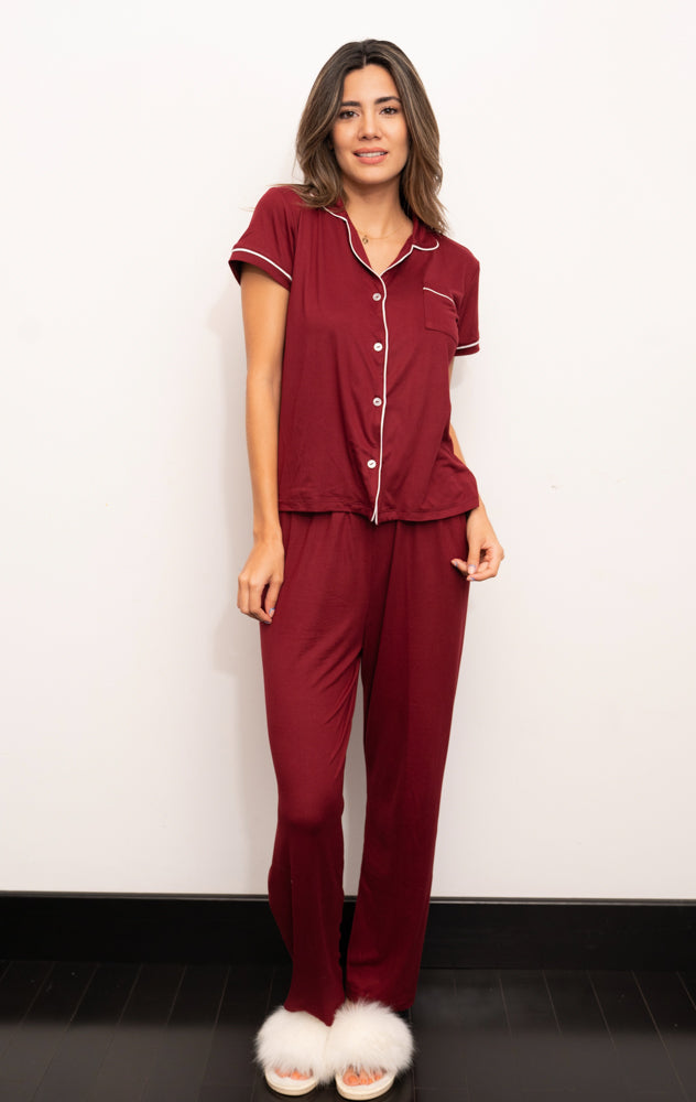 F28- Pantalón y Blusa de Botones Manga Corta