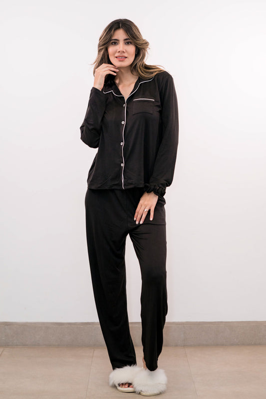 H21- Pantalón y Blusa de Botones Manga Larga